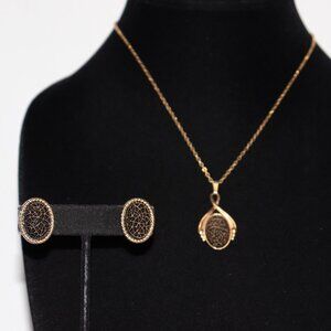 🌟 Vintage Gold Emmons Necklace & Earrings Set ✨ Timeless Elegance • Clip-On